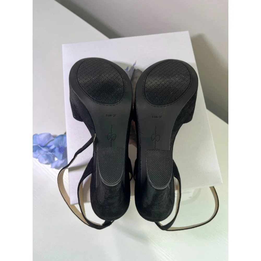 Jessica Simpson Jetteo3 Black Microsuede Platform Sandals Heels 6.5M JP-JETTEO3